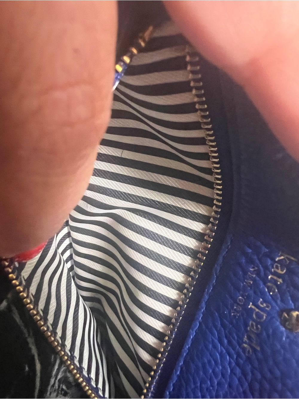 kate spade cobalt blue pebbled leather wristlet clutch - Picture 8 of 10